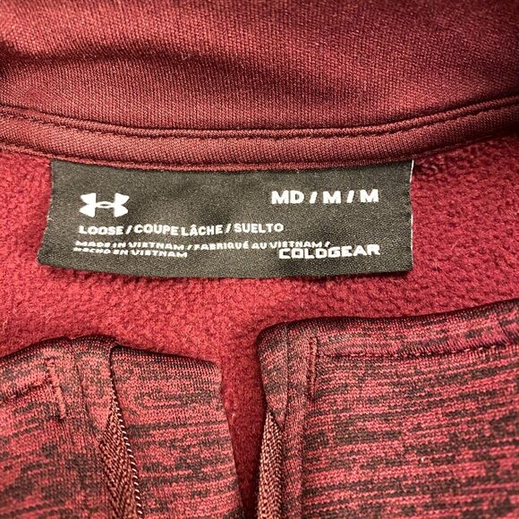 Under armour Sweatshirt Men's Medium Burgundy Loose Fit Coldgear Activewear - Picture 5 of 11